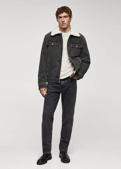 MANGO MAN - Shearling denim jacket open greyMen Product Image