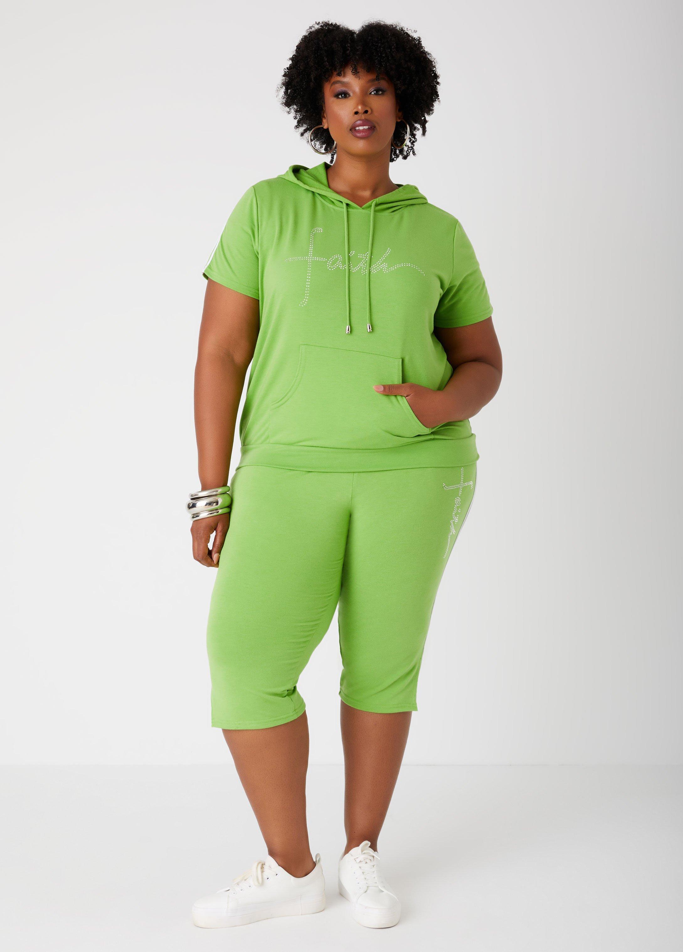 Plus Size Faith Crystal Embellished Capris, - Ashley Stewart Product Image