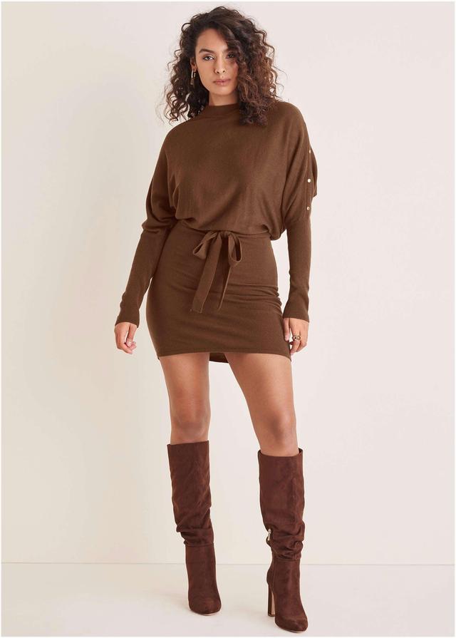 Dolman Sleeve Sweater Dress - Chocolate Fondant Product Image