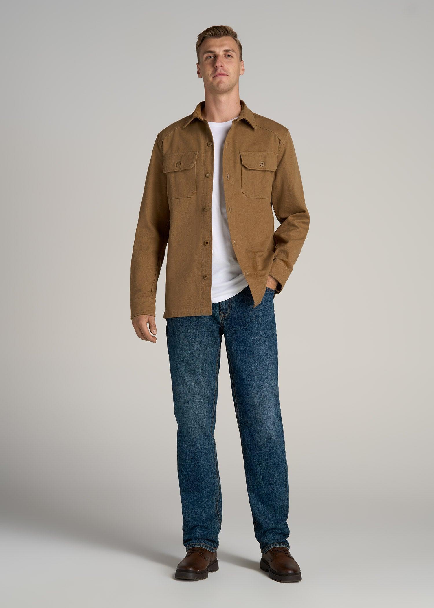 LJ&S Canvas Shirt Jacket for Tall Men in Sahara Male Product Image