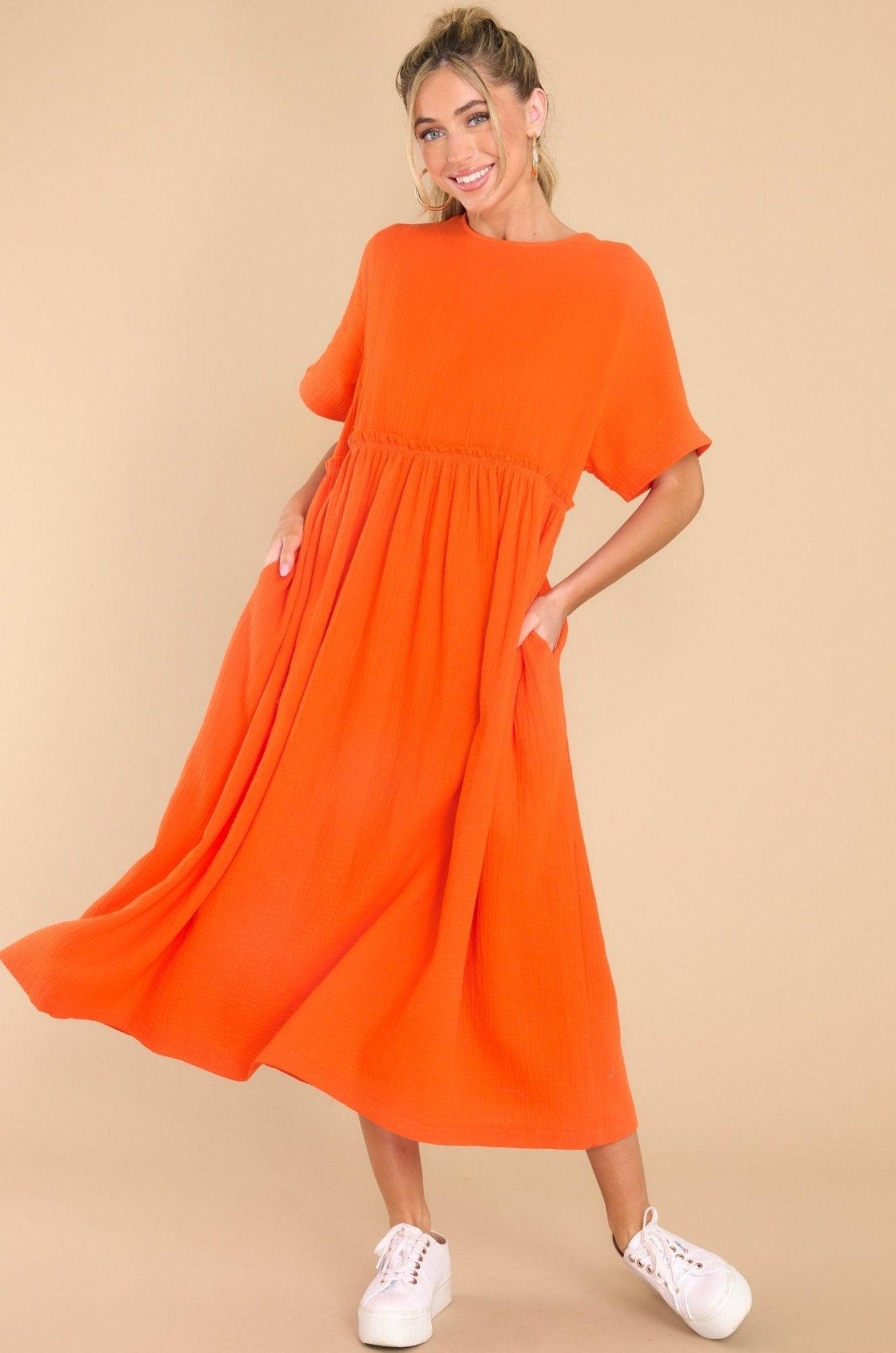 Aura It Was Kismet Flame Midi Dress Orange Product Image