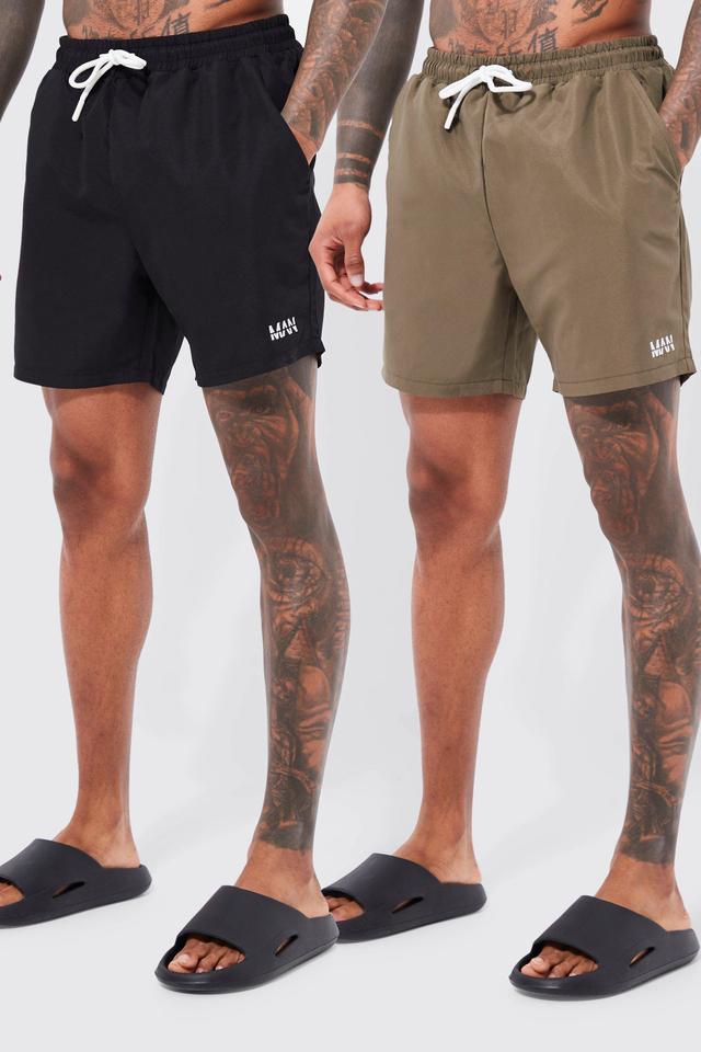 Original Man Mid 2 Pack Swim Trunks | boohooMAN USA Product Image