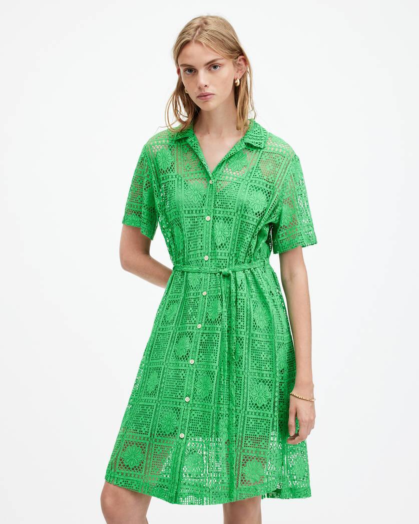 Athea Crochet Mini Shirt Dress Product Image