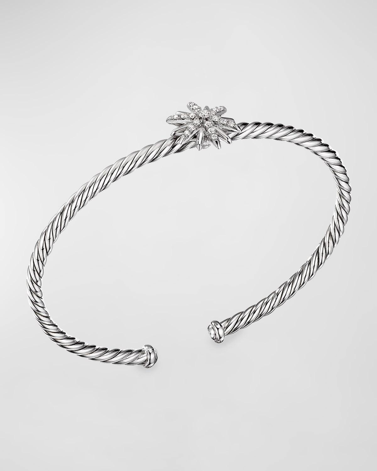 Womens Starburst Center Station Bracelet in Sterling Silver Product Image