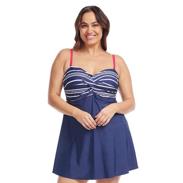 Plus Size Mazu French Paisley Twist Front A-Line One-Piece Swimdress, Womens Product Image