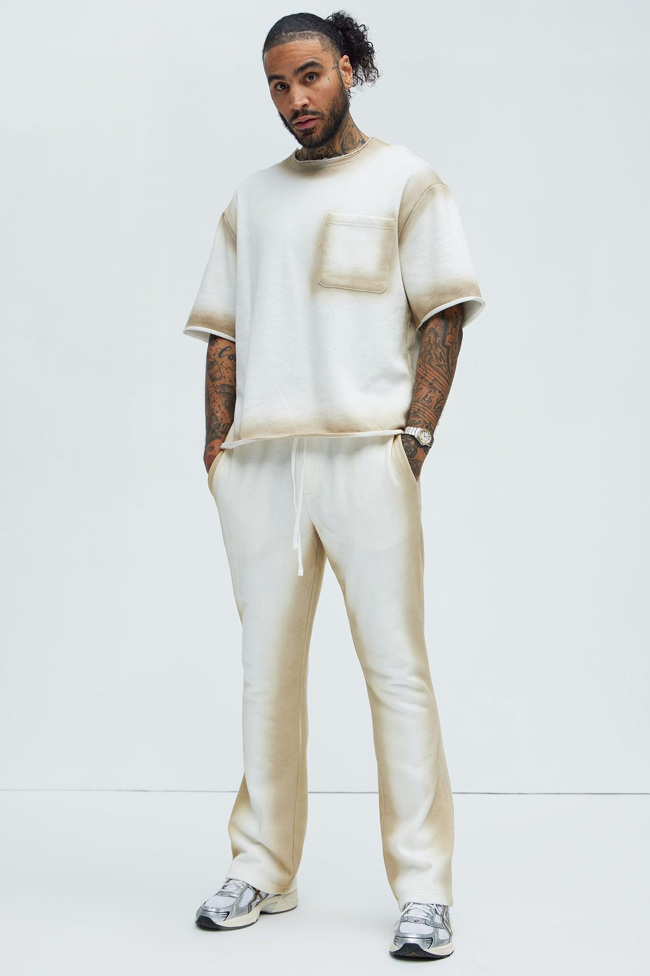 Tyson Blurred Lines Skinny Flare Sweatpants - Cream Product Image