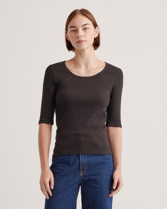 Organic Cotton Micro-Rib Elbow Sleeve Tee Product Image