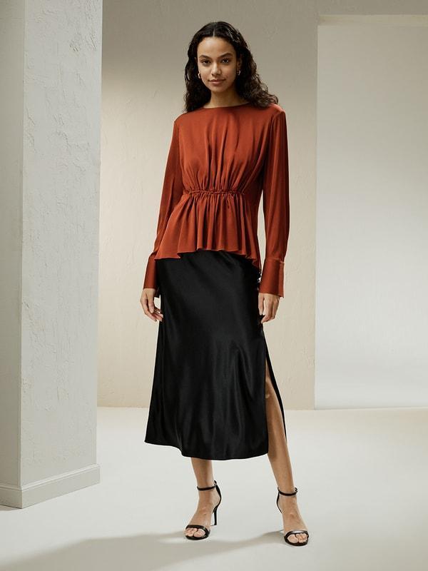 Ruffled Boatneck Blouse Product Image