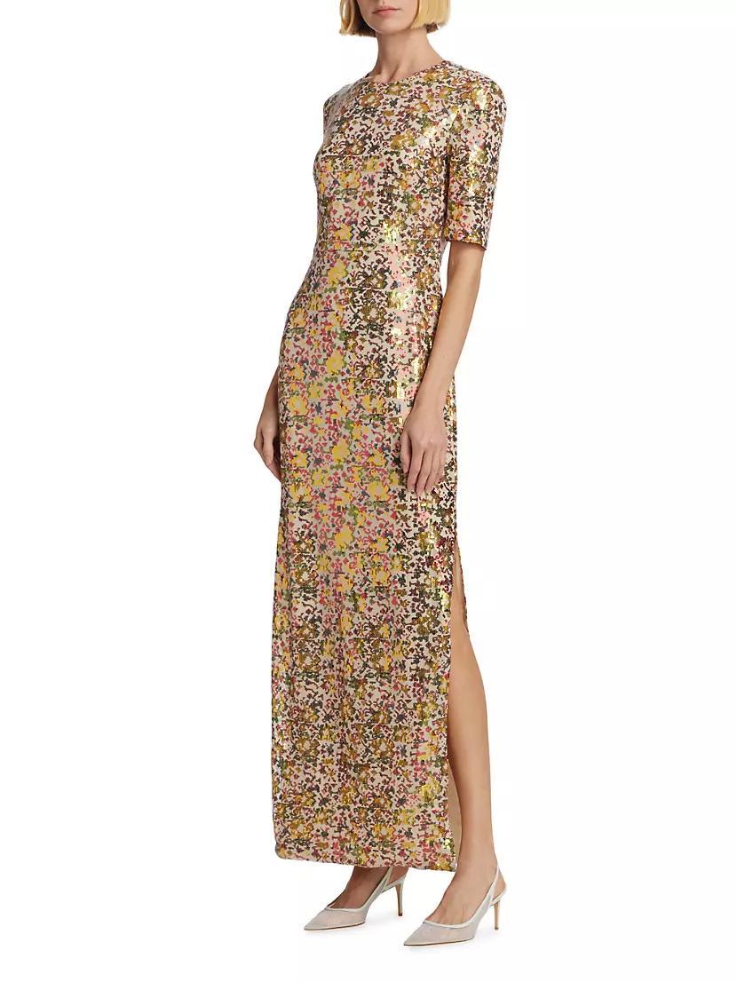 Sequined Short-Sleeve Gown Product Image