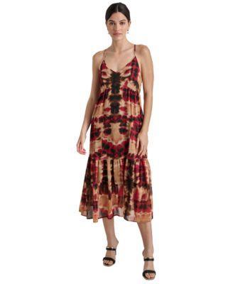 Dkny Womens Printed Chiffon Midi Dress Product Image