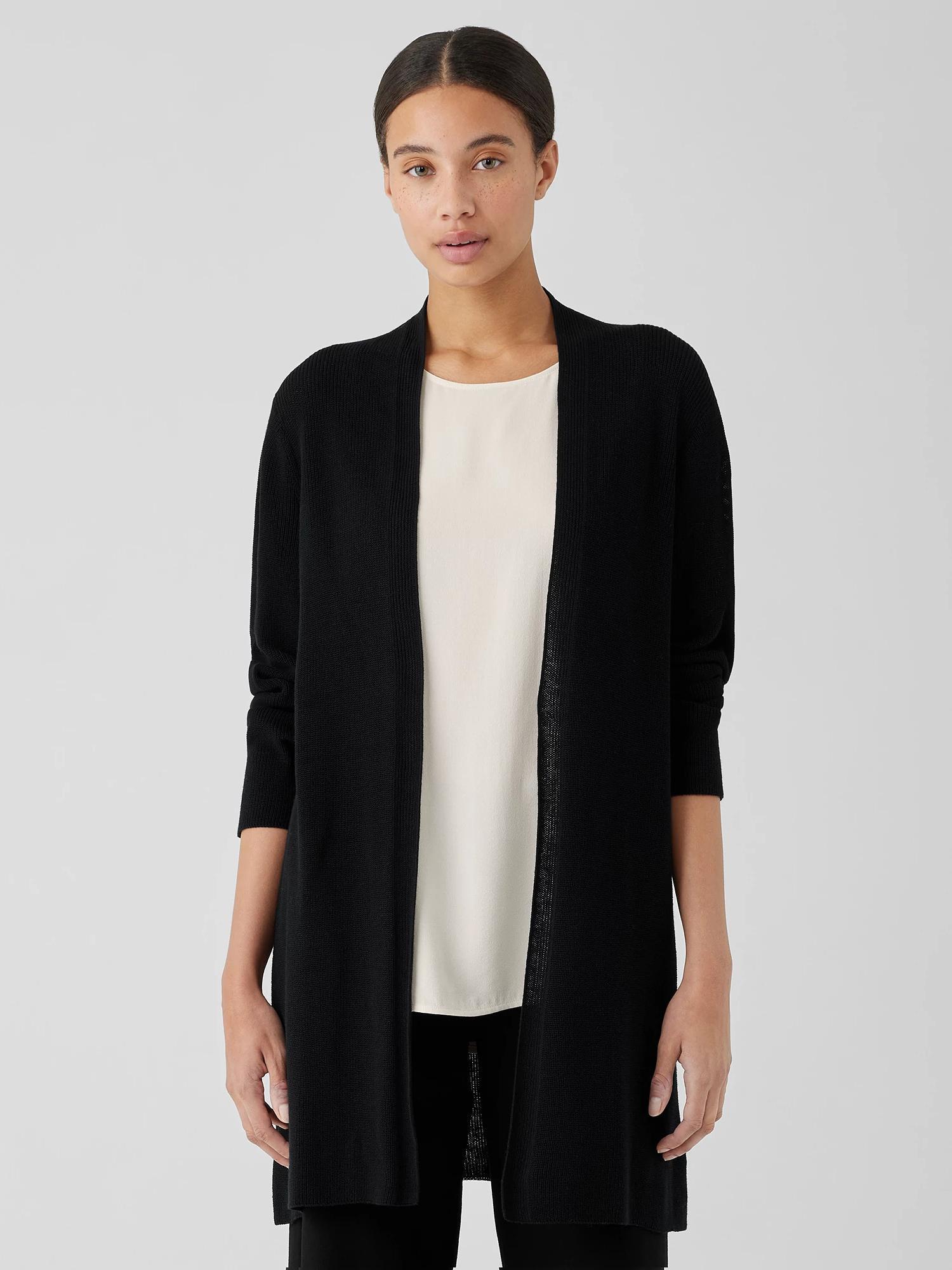 EILEEN FISHER Peruvian Organic Cotton Crepe Cardiganfemale Product Image