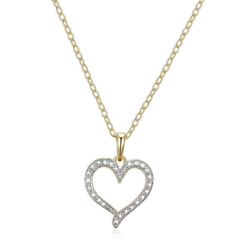 Sarafina Diamond Accent Open Heart Pendant Necklace, Womens Gold Tone White Product Image