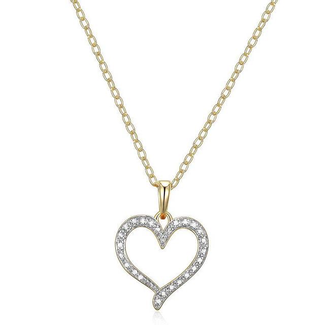 Sarafina Diamond Accent Open Heart Pendant Necklace, Womens Gold Tone White Product Image