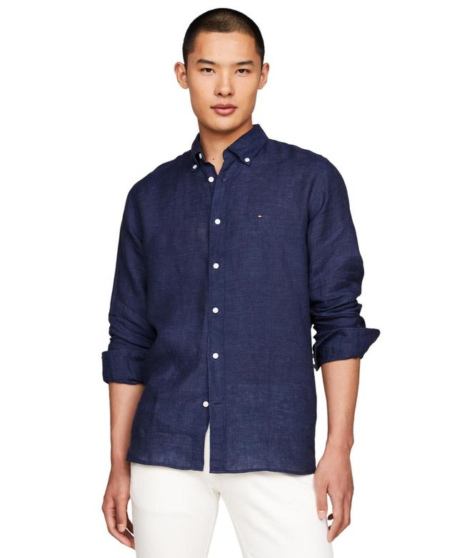 Tommy Hilfiger Mens Pigment-Dyed Button-Down Long Sleeve Shirt Product Image