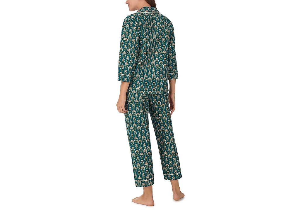 Bedhead PJs Organic Cotton Woven 3/4 Sleeve Cropped PJ Set (Trumpet Flowers) Women's Pajama Sets Product Image