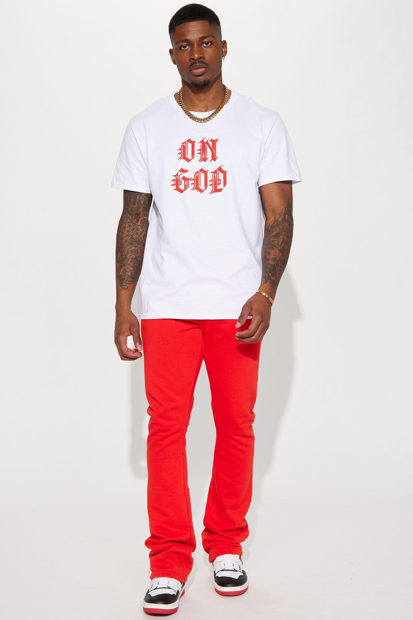 Tyson Skinny Stacked Flare Sweatpant - Red Product Image