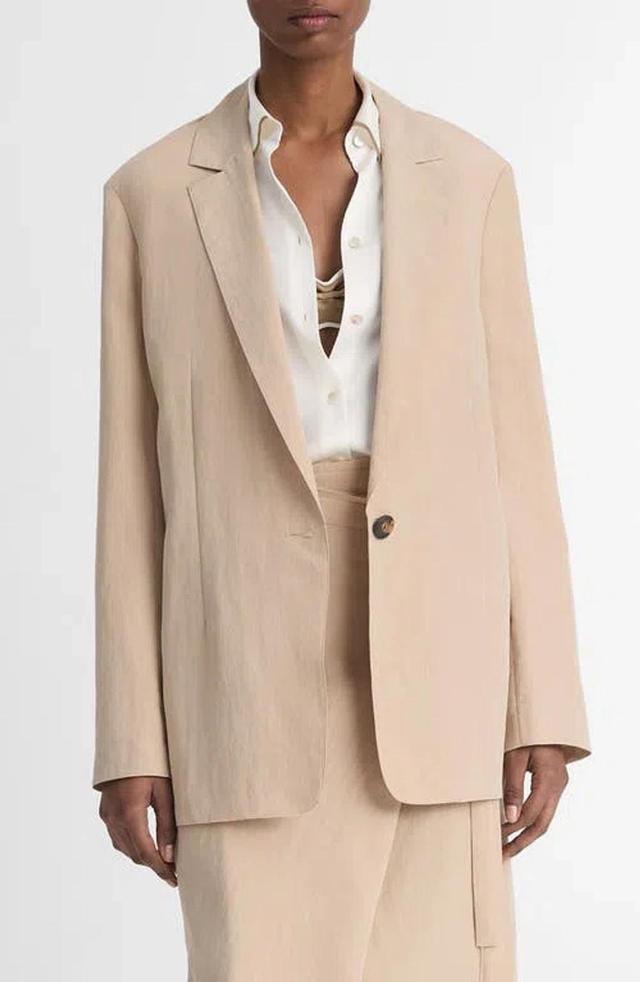 VINCE Relaxed Textured Blazer In Brown Product Image