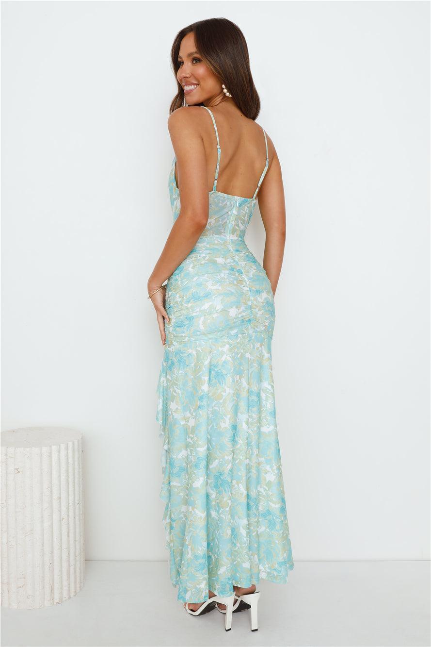 Party Dj Mesh Frill Maxi Dress Mint Product Image