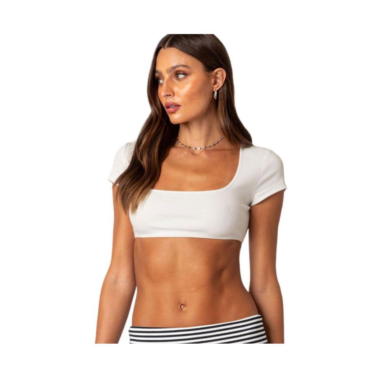 Womens Square Neck Ribbed Crop Top product image