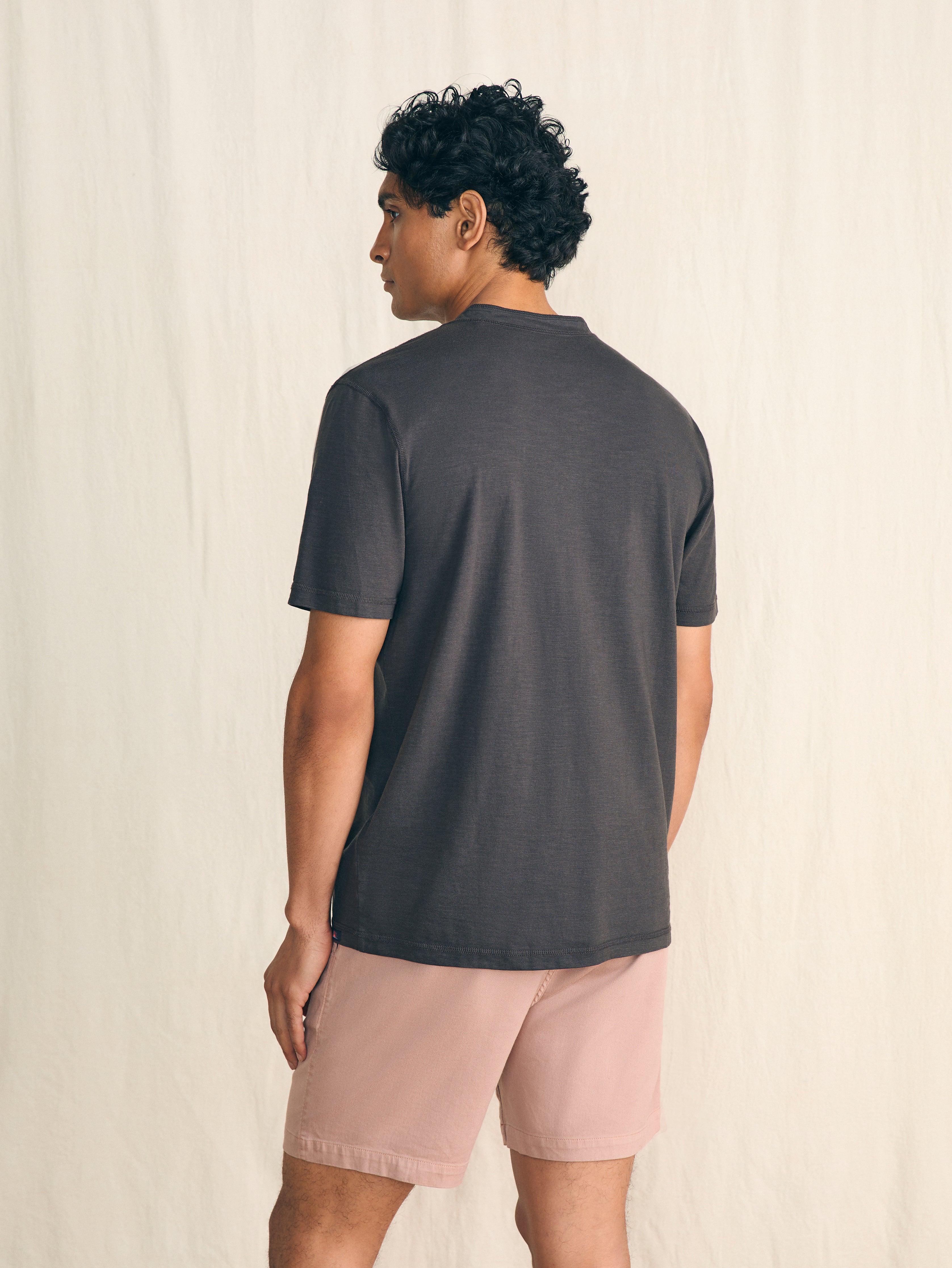 Short-Sleeve Sunwashed Henley - Washed Black Male Product Image