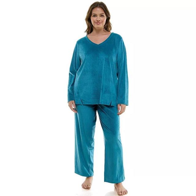 Plus Size Croft & Barrow Velour Pajama Top & Pajama Bottoms Set, Womens Product Image