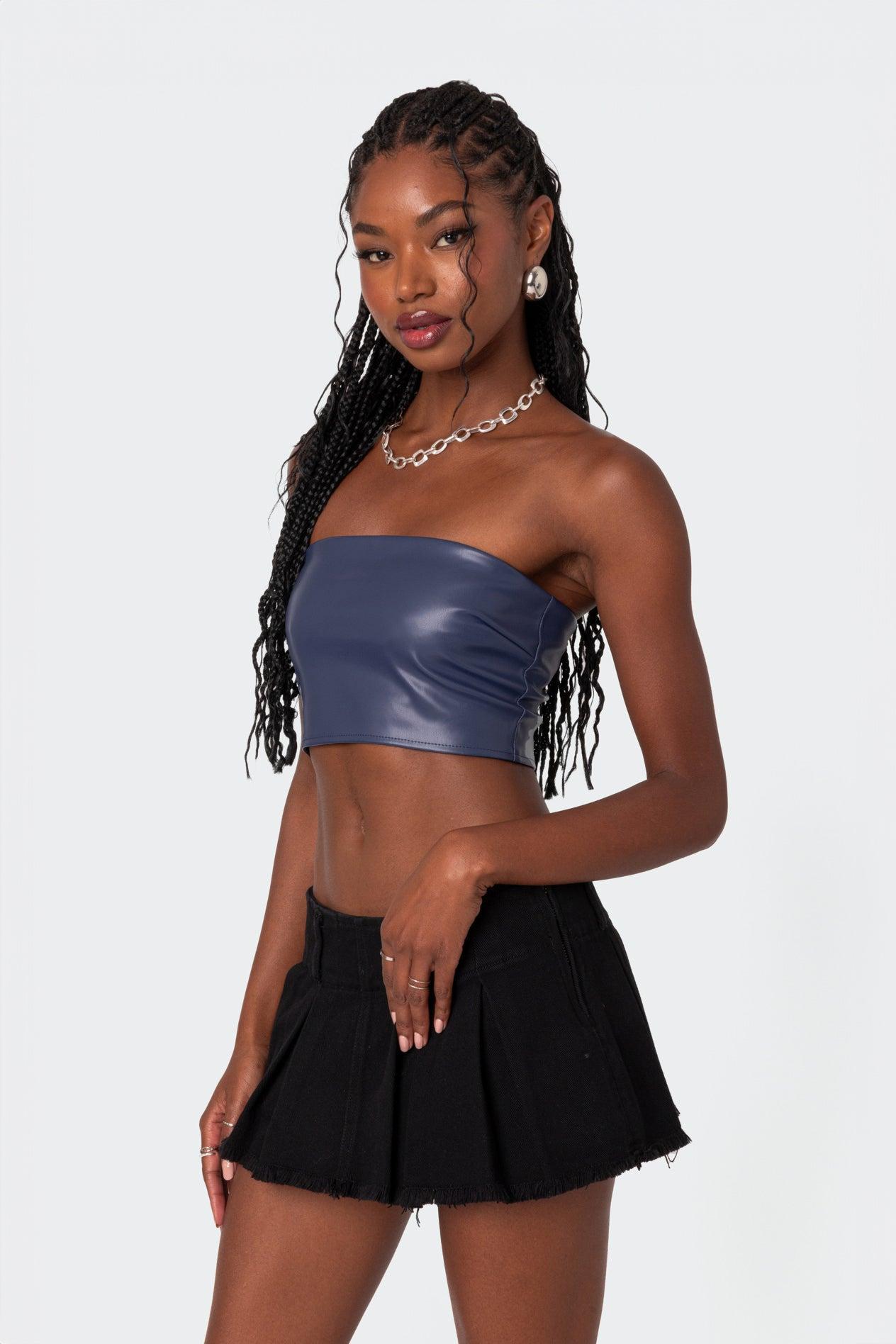 Mazie Faux Leather Bandeau Top Product Image