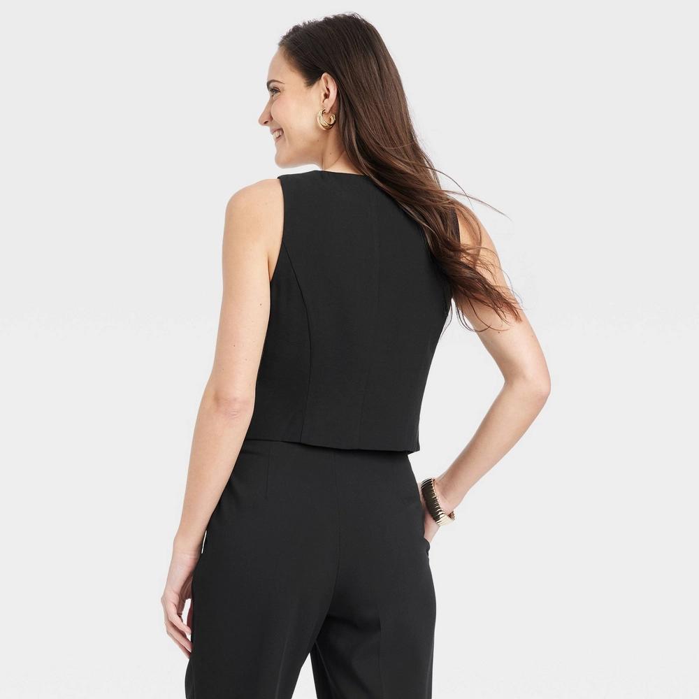 Womens Tailored Suit Vest - A New Day Black L Product Image