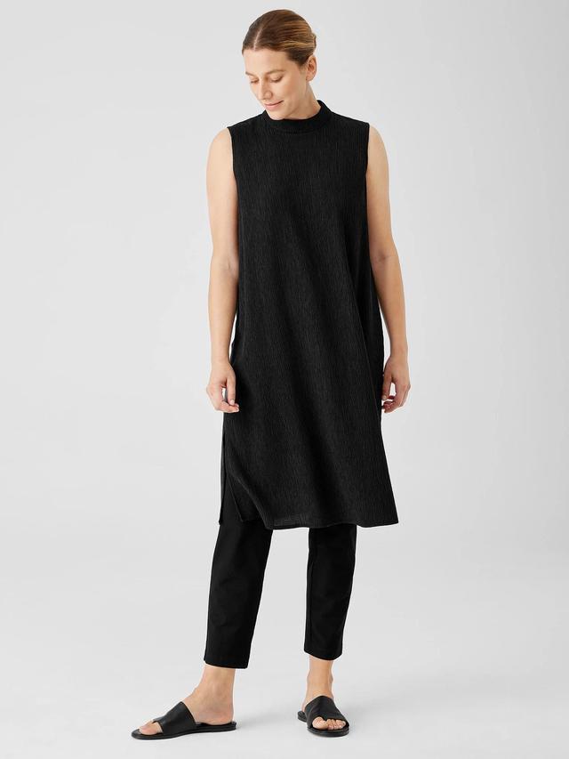 EILEEN FISHER Woven Plisse Mock Neck Dressfemale Product Image