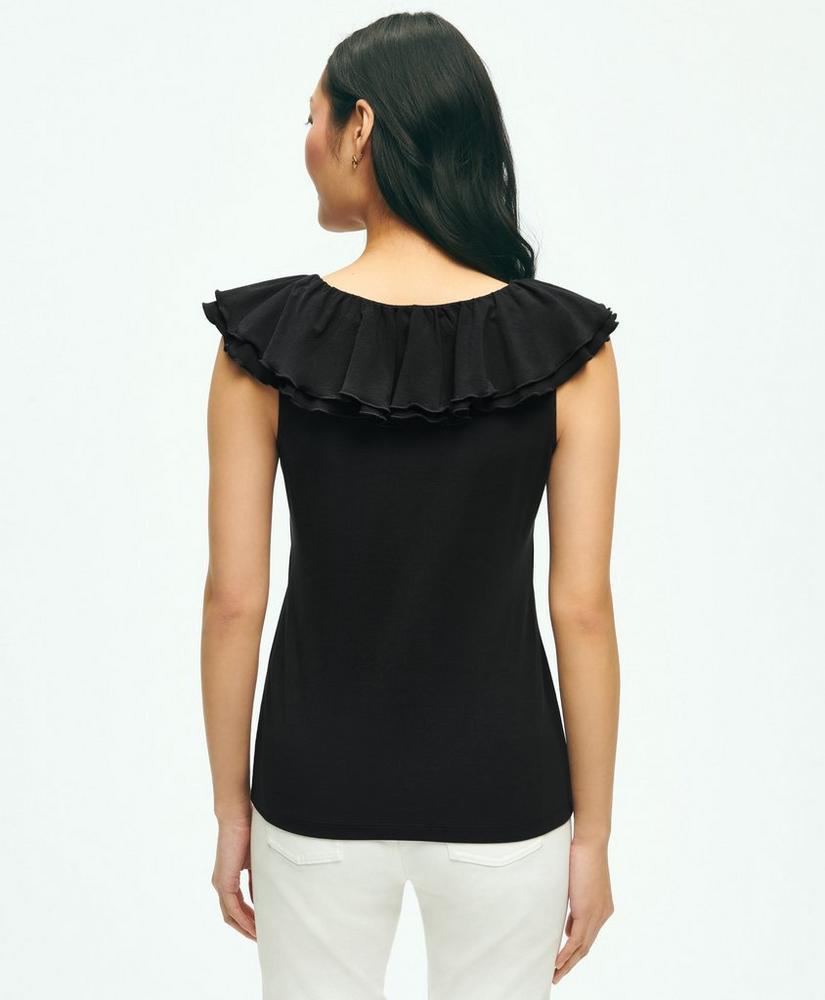 Ruffle Collar Sleeveless Top In Cotton Modal Jersey Product Image