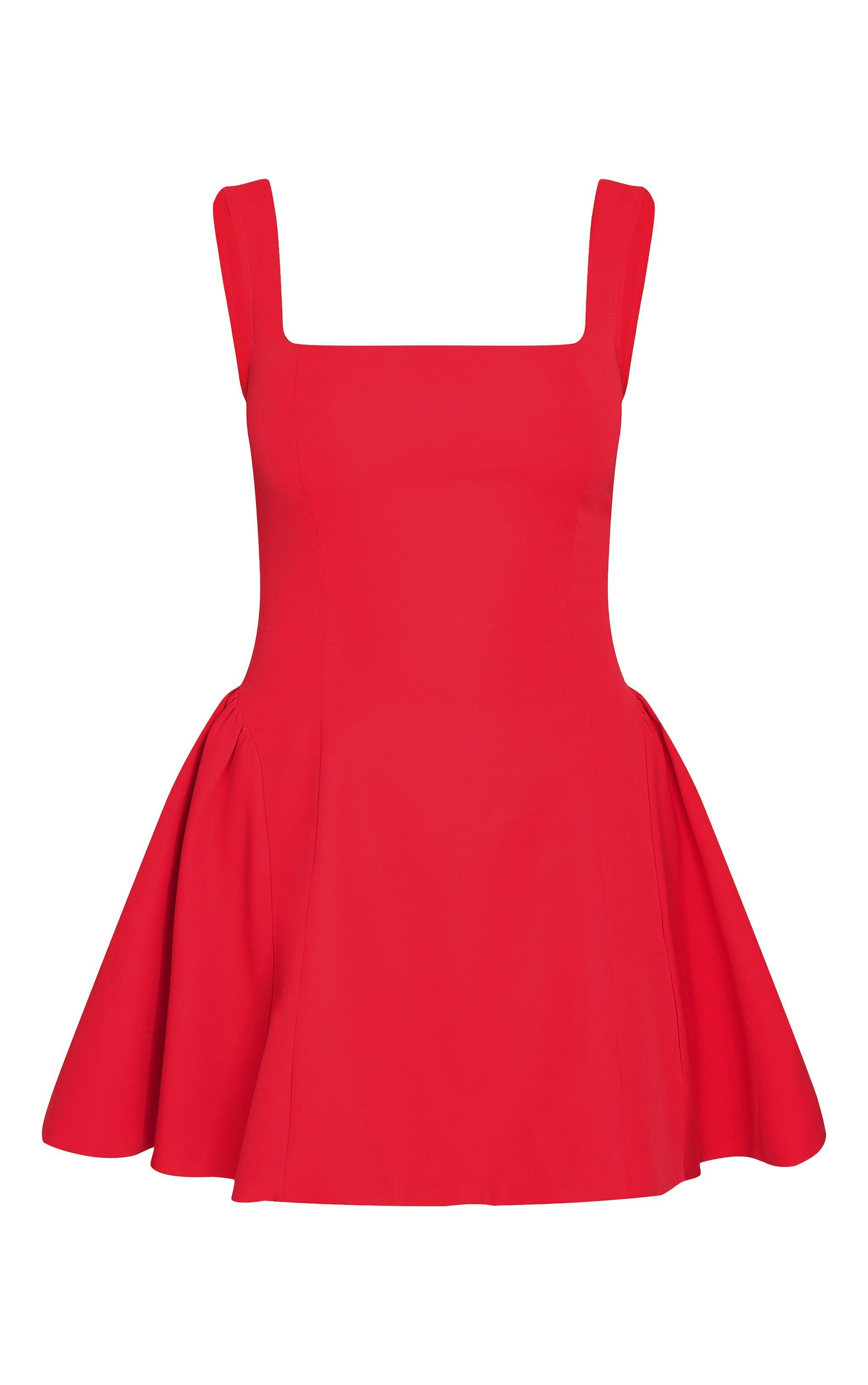 Red Hip Pleated Shift Dress Product Image