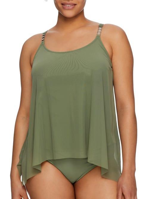 Classic Solids Mesh Layer Underwire Tankini Top Product Image