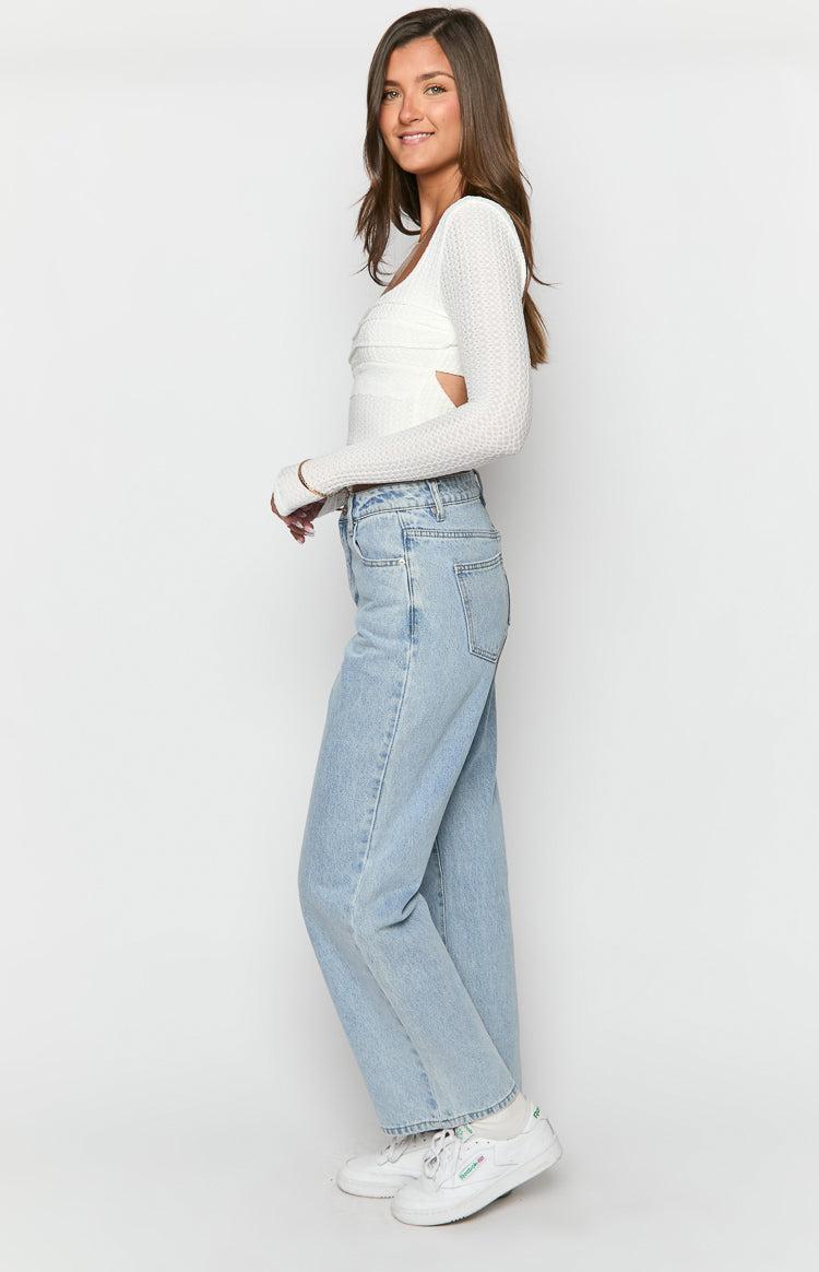 Calliope Light Wash Mid Rise Slouchy Jeans Product Image