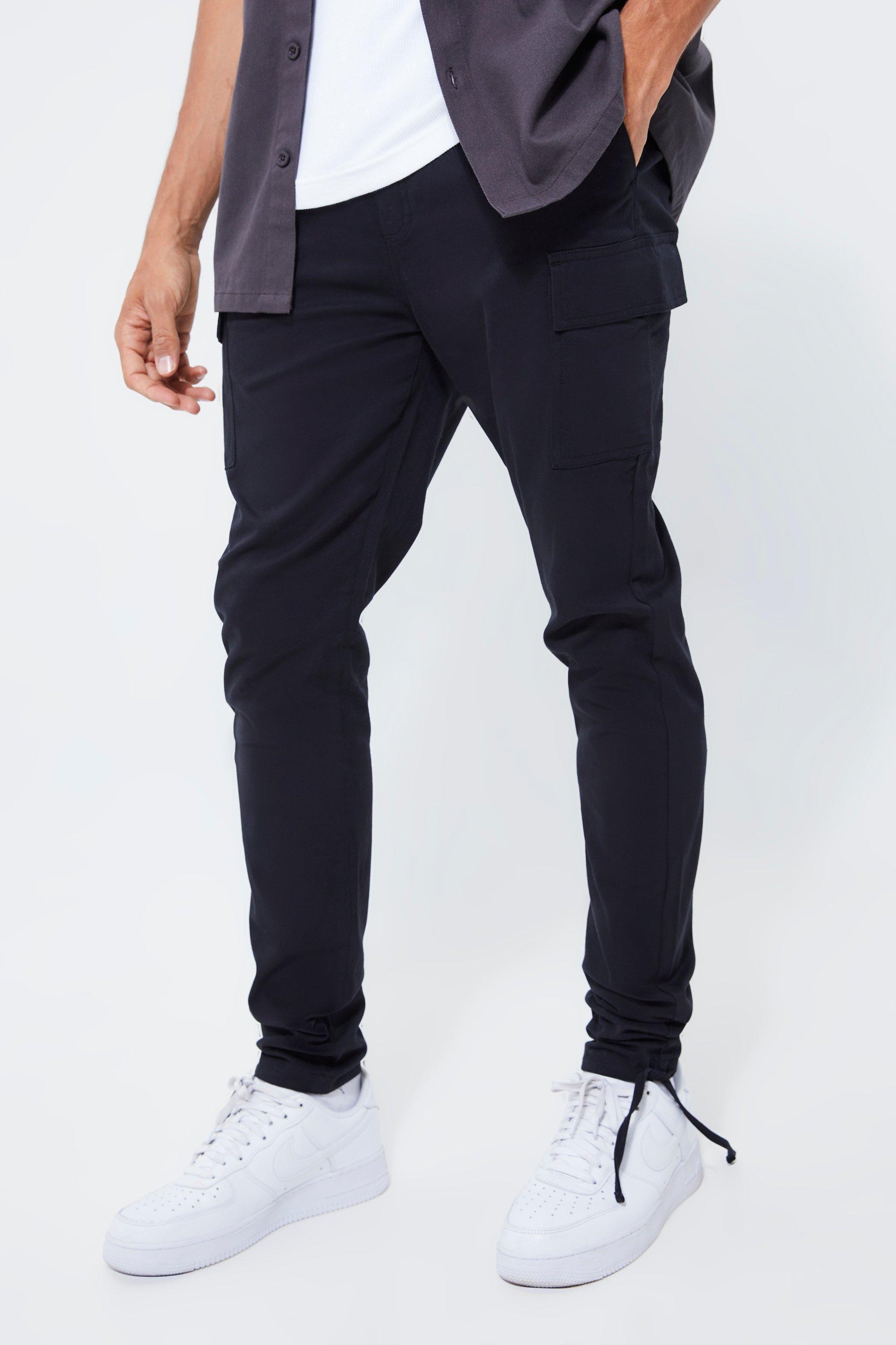 Tall Skinny Fit Elastic Waist Cargo Pants | boohooMAN USA Product Image