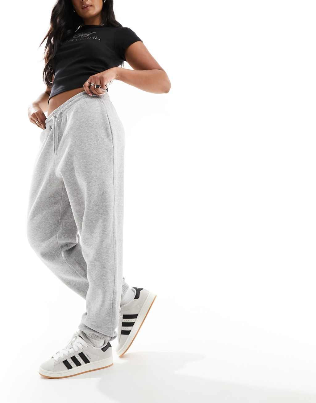 Monki sweatpants with cuffed hem in gray melange product image