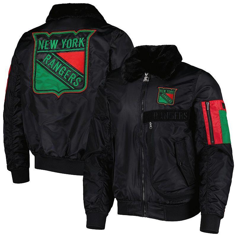 Mens Starter x Ty Mopkins Black New York Rangers Black History Month Varsity Full-Zip Jacket Product Image