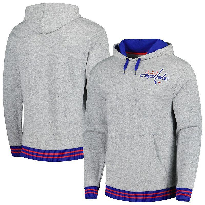 Men's Mitchell & Ness  Heather Gray Washington Capitals Classic French Terry Pullover Hoodie Product Image