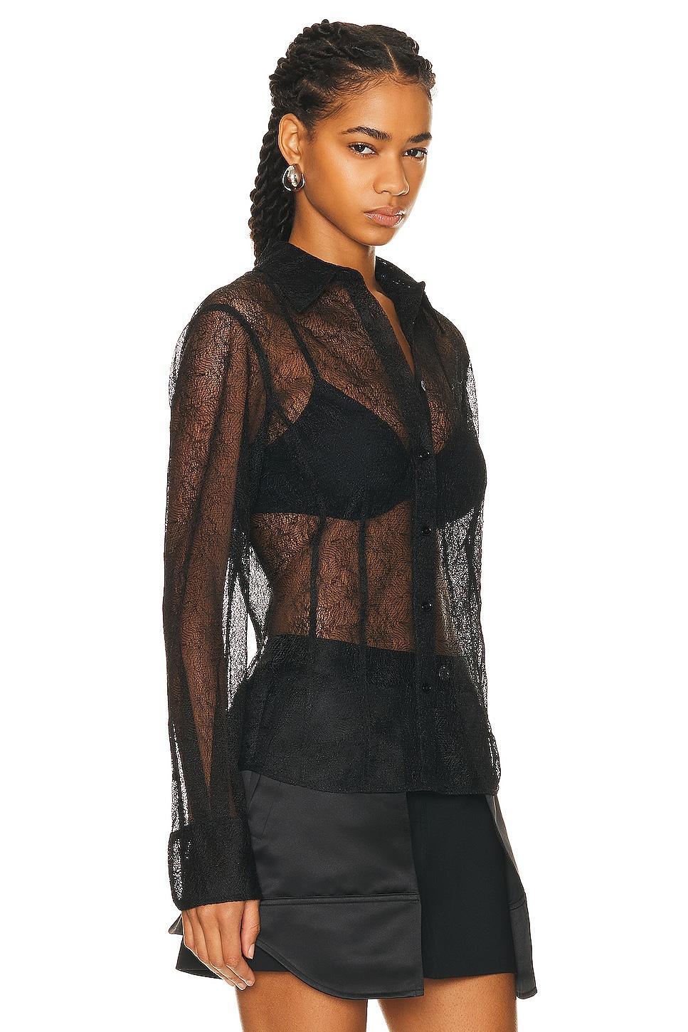 Helmut Lang Seamed Web Lace Shirt Black. (also in ). Product Image