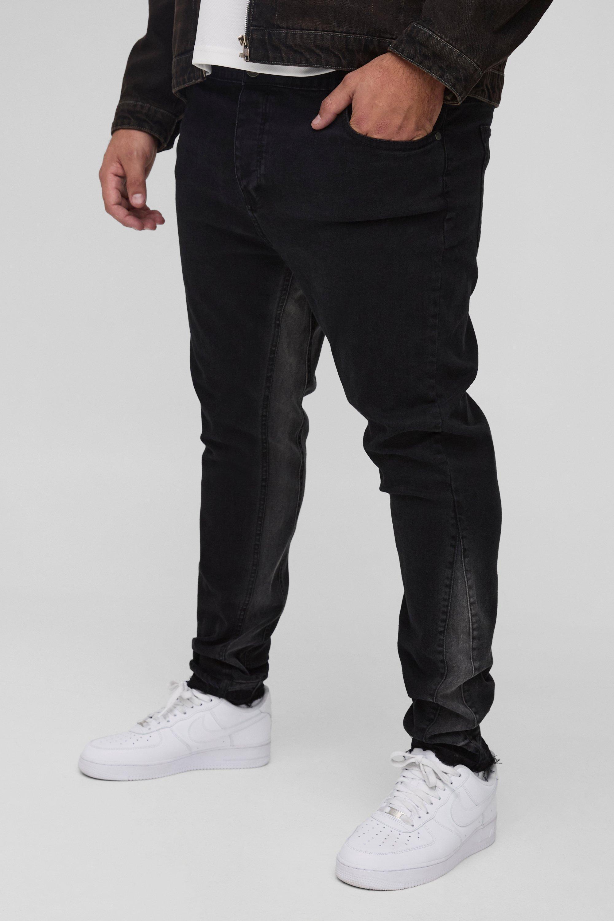 Plus Skinny Fit Contrast Gusset Trousers | boohooMAN USA Product Image