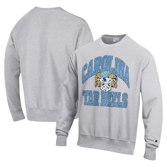 Mens Champion Heather Gray North Carolina Tar Heels Vault Late Night Reverse Weave Pullover Sweatshirt Product Image