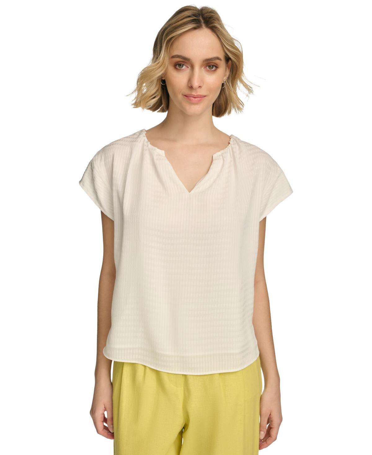 Calvin Klein Womens Short Sleeve Textured Blouse Product Image