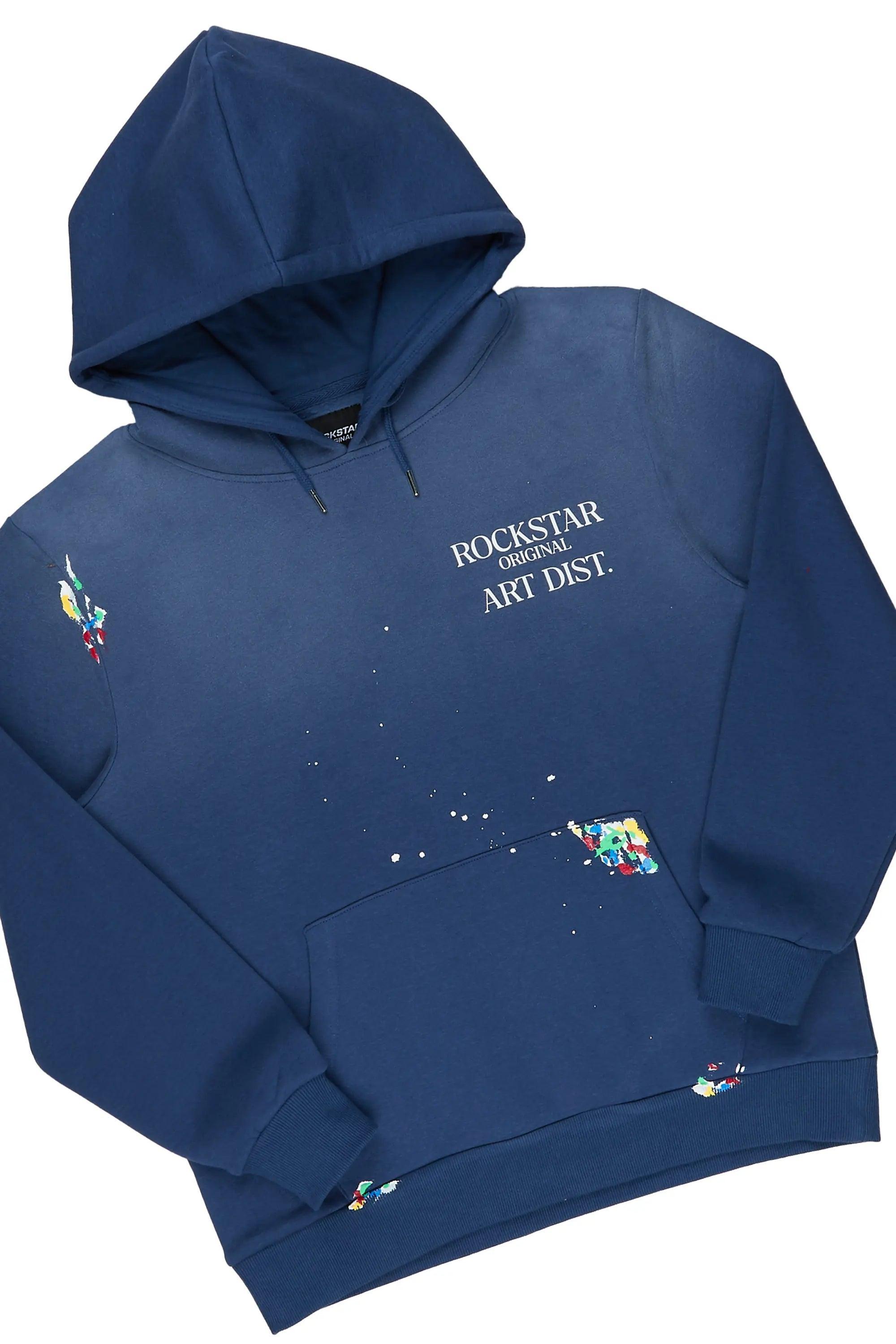 Rockstar Art Dist. Navy Hoodie/Stacked Flare Set Male Product Image