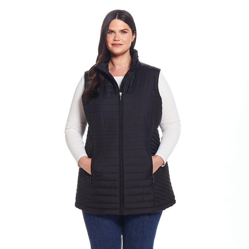 Plus Size Weathercast Channel Quilted Longline Vest, Womens Product Image