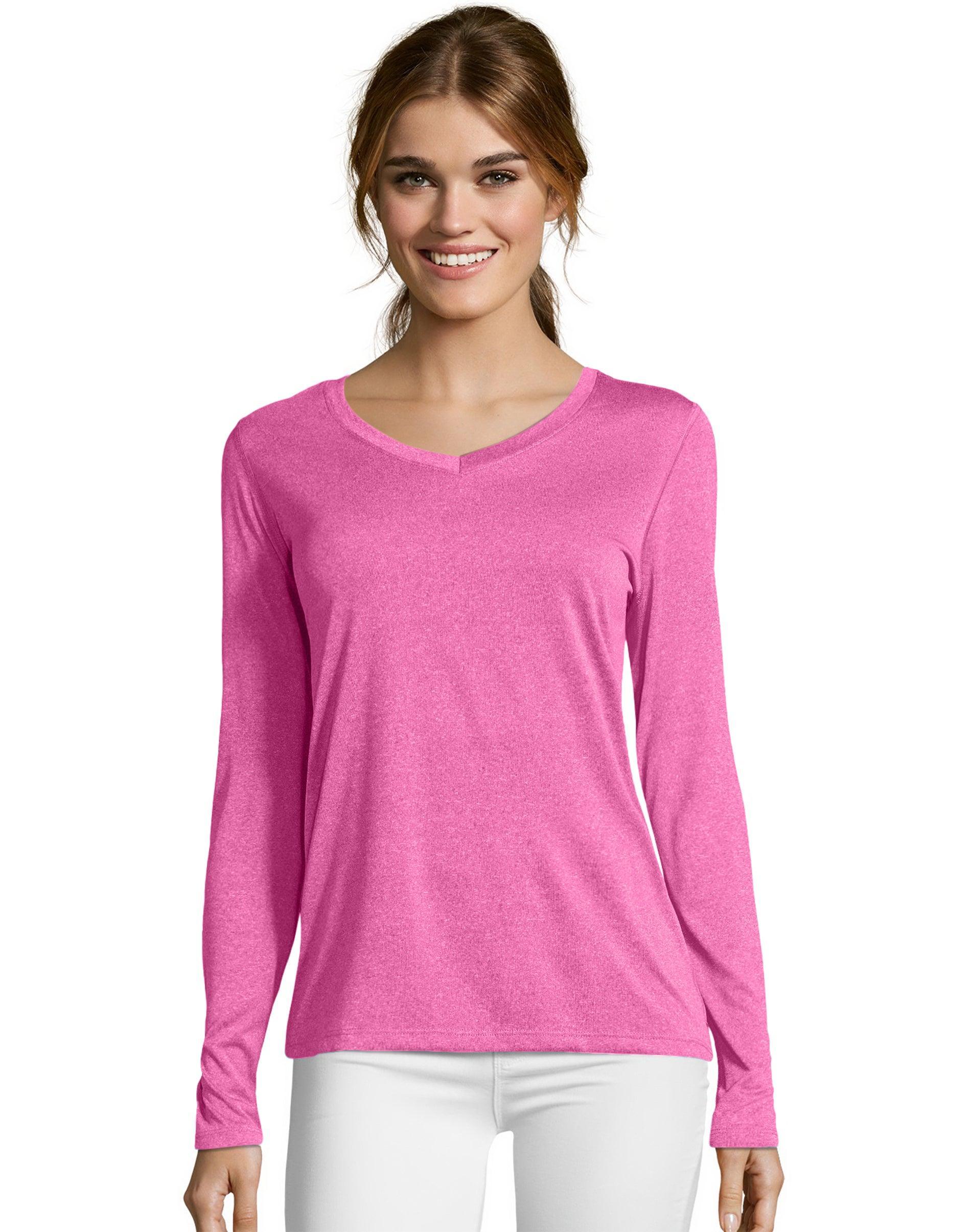 Womens Hanes Cool Dri Long-Sleeve Performance V-Neck Tee Product Image