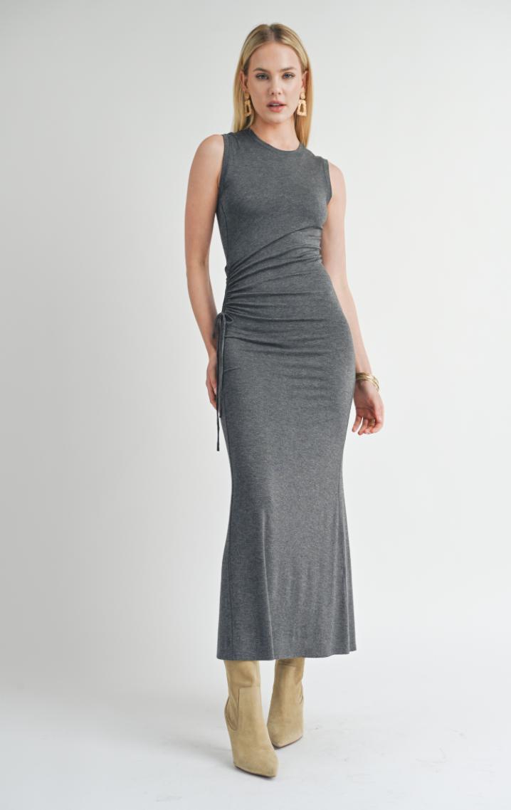 Time Alone Side Ruched Maxi Dress Product Image