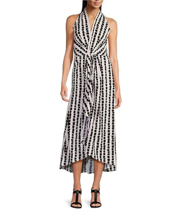 Calvin Klein Sleeveless Halter Neck Printed Maxi Dress Product Image