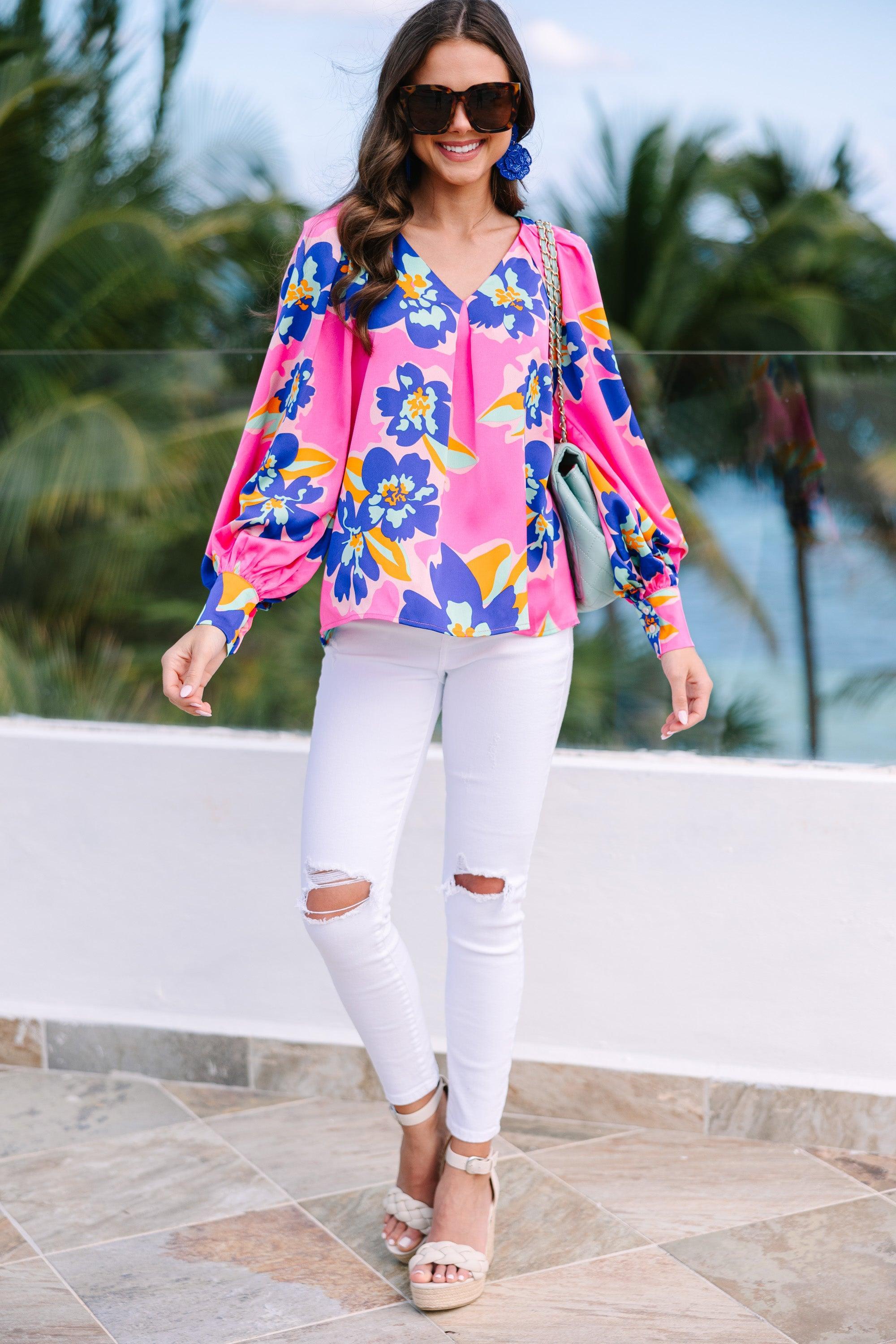 Know It All Pink Floral Blouse Female Product Image