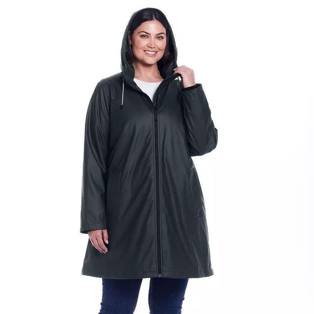 Plus Size Weathercast Water-Resistant Hooded Rain Jacket, Womens Product Image