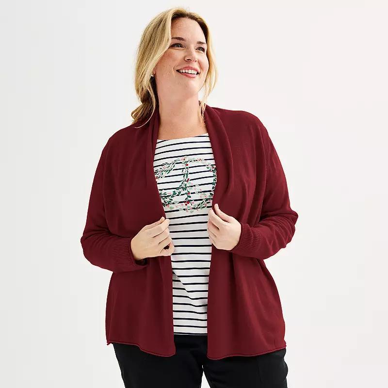 Plus Size Croft & Barrow The Extra Soft Closureless Cardigan, Womens Product Image