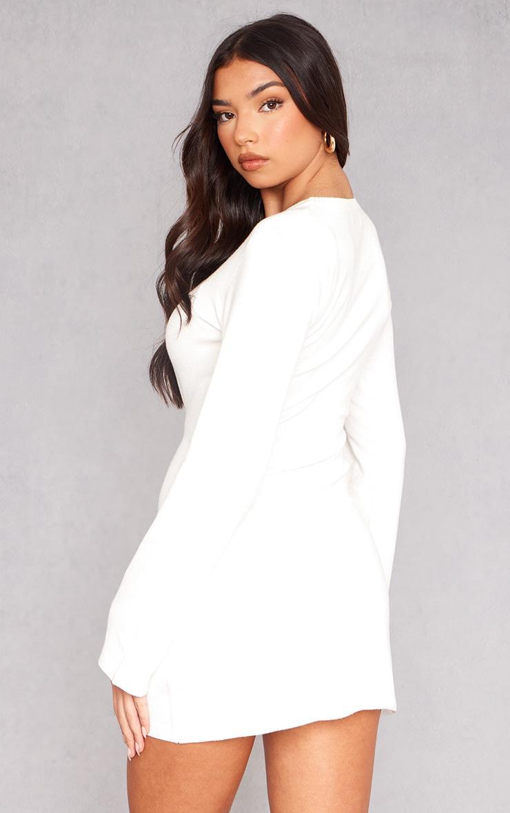 White Long Sleeve Floaty Knitted Dress Product Image