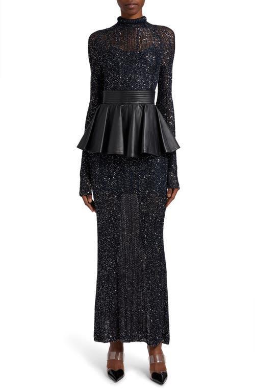 Alaa Semisheer Sequin Open Stitch Long Sleeve Maxi Dress Product Image